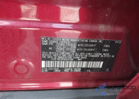 2023 Toyota Rav4 Le из США, поврежденный, VIN 2T3F1RFVXPW343189